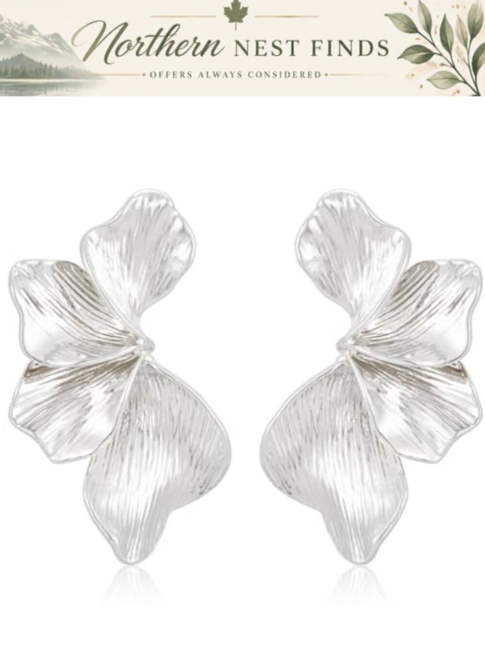 Chunky Flower Earrings Gold Plated Sectored Petal Leaf Large Dangle